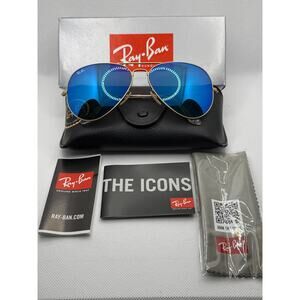 Ray-Ban Aviator Large Gold Frame Blue Mirror Grey Lens RB3025 New in Box